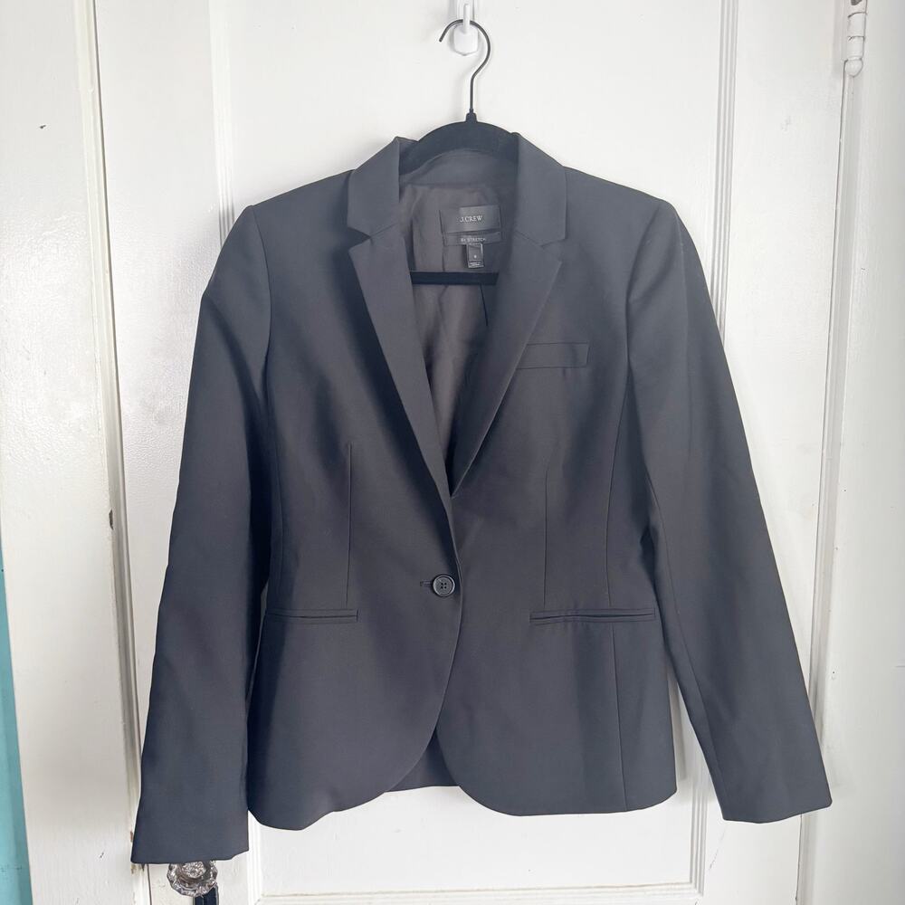 J. Crew Classic Bi Stretch Wool Blazer Single Breasted Button Academia 6 Black - Picture 1 of 13